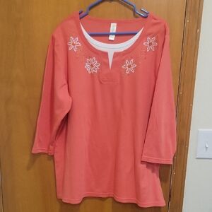 Elegant Coral Floral Blouse